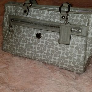 Coach Signature Pey Bias Zip Satchel 